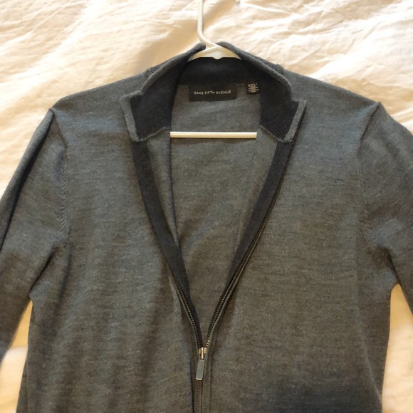 Saks 5th Avenue full merino wool zip up - Picture 5 of 5